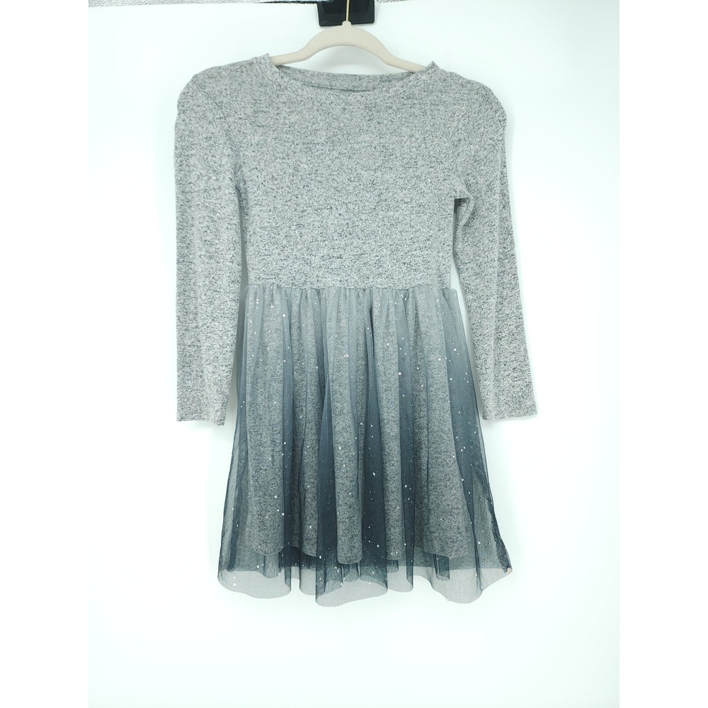 Cat & Jack Tutu Dress Girls Kids Small 6/6X Gray Glitter Ombre Long Sleeve Soft